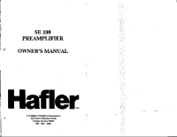 Hafler SE-100 - Owners Manual 